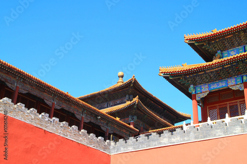 Colorful temple building in the Forbidden City, Beijing, China