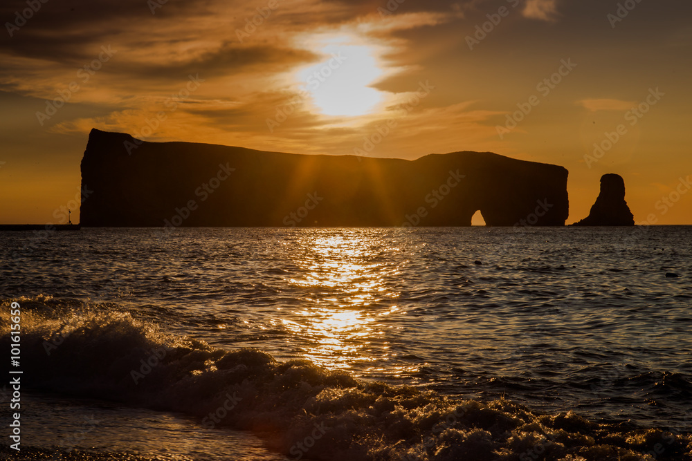 Perce Rock in the morning, Perce, Gaspe, Peninsula, Quebec, Canada
Perce Rock is one of the world's largest natural arches located in water.
