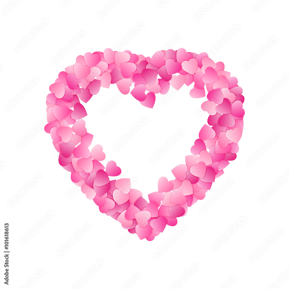 Heart Shape Frame Made Of Pink Hearts. Valentines Day Card Or We Heart Shape Frame Made Of Pink Hearts. Valentines Day Card Or We