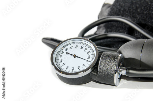 Blood pressure medical equipment isolated on white