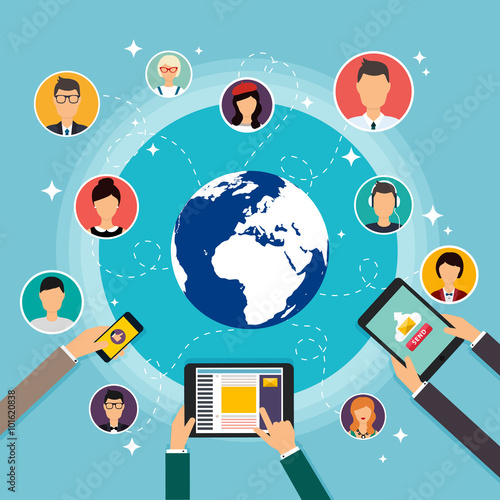Social Network Vector Concept. Flat Design Illustration for Web