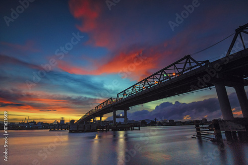 View of Landak Bridge at sunset photo
