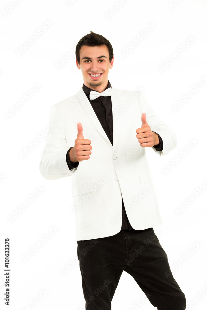 Successful man giving thumbs-up. Successful man giving thumbs-up.
