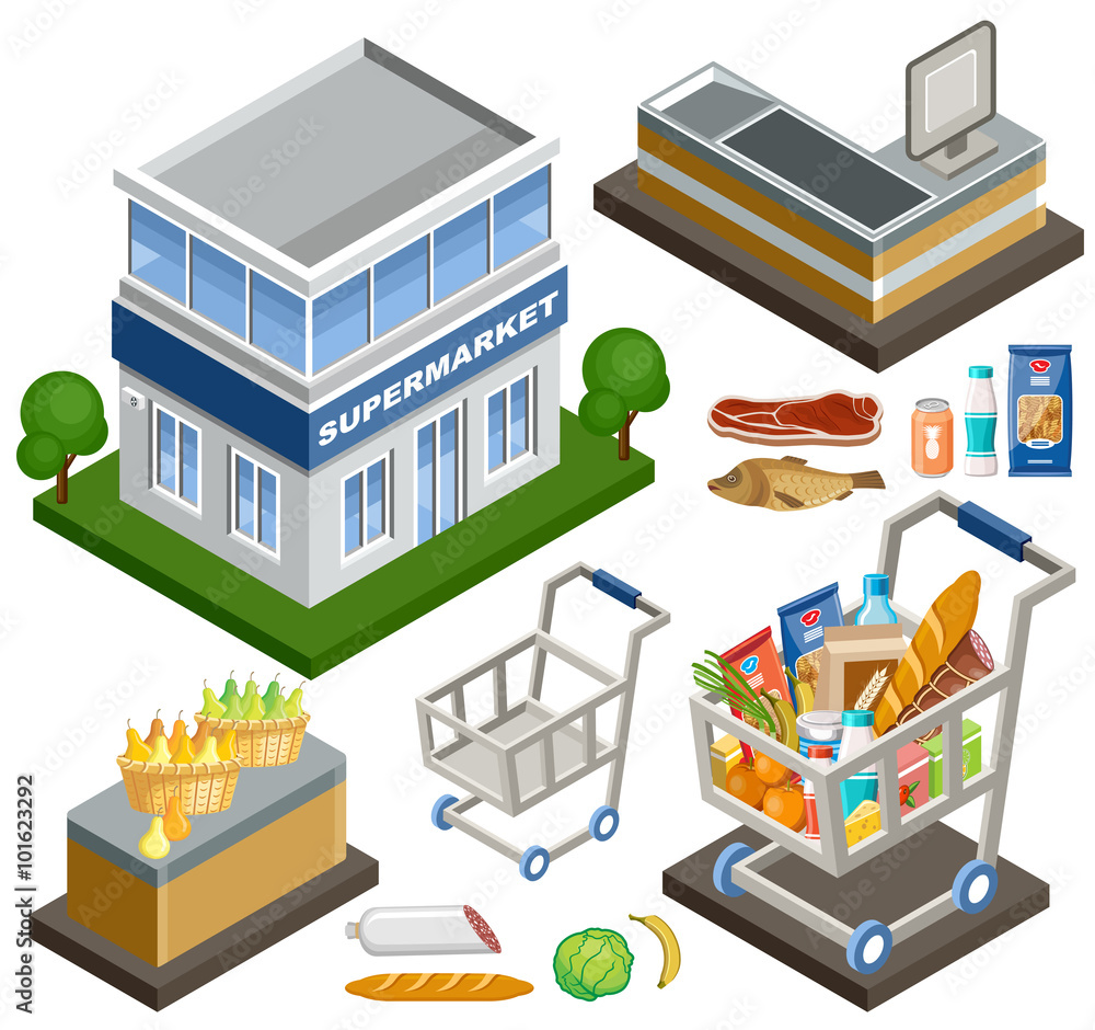 Isometric supermarket Isometric supermarket