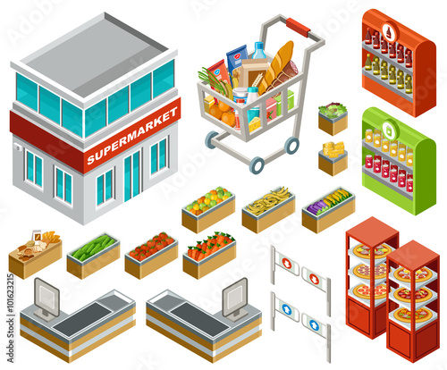 Isometric supermarket