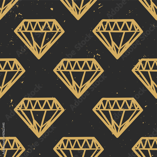 Vector seamless cute colorful pattern with vintage diamonds. Rock and roll style.