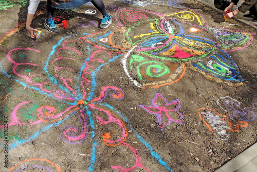 Making of a sand mandala by the guests