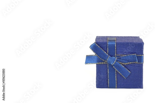 Single Blue Gift Box With Pattern Isolated On White Background