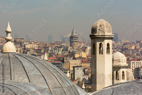 Chimneys and domes of Suleymaniye ( Blue Mosque ) 