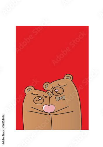 Happy Valentines day card with cute teddy bear