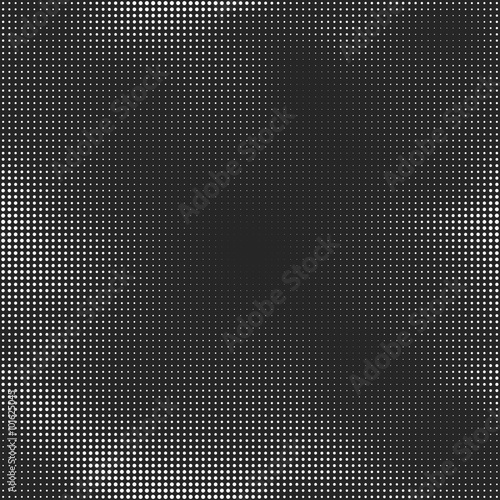 Halftone seamless vector background. Abstract halftone effect with white dots on black background