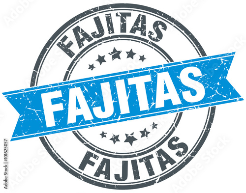 fajitas blue round grunge vintage ribbon stamp