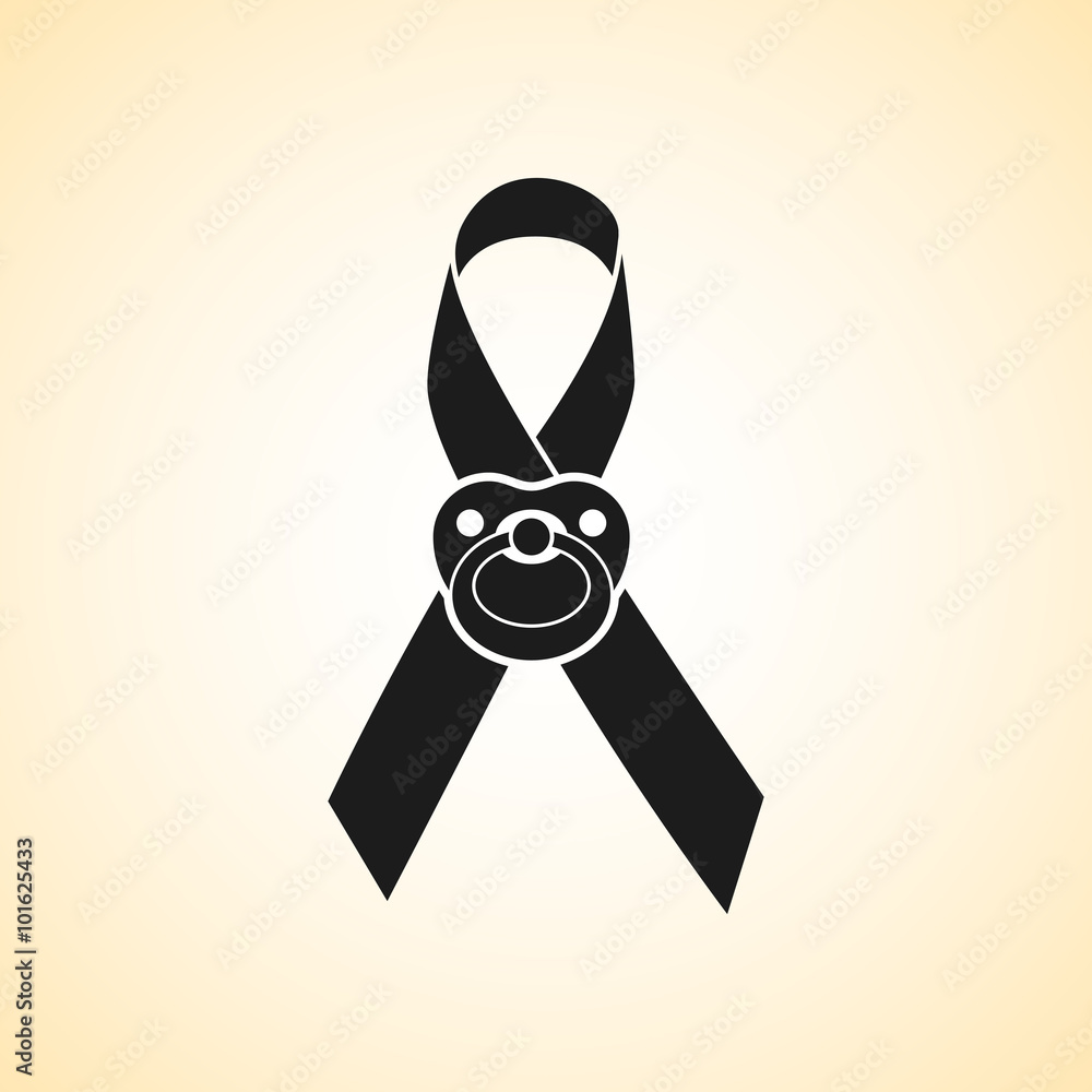 Φωτογραφία Ribbon icon with baby nipple as symbol of childhood cancer awareness, vector ill