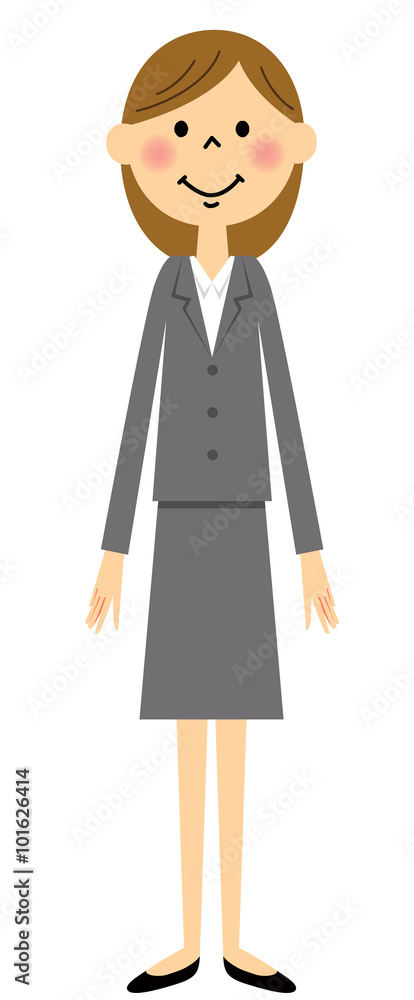 スーツの女性（全身）　直立