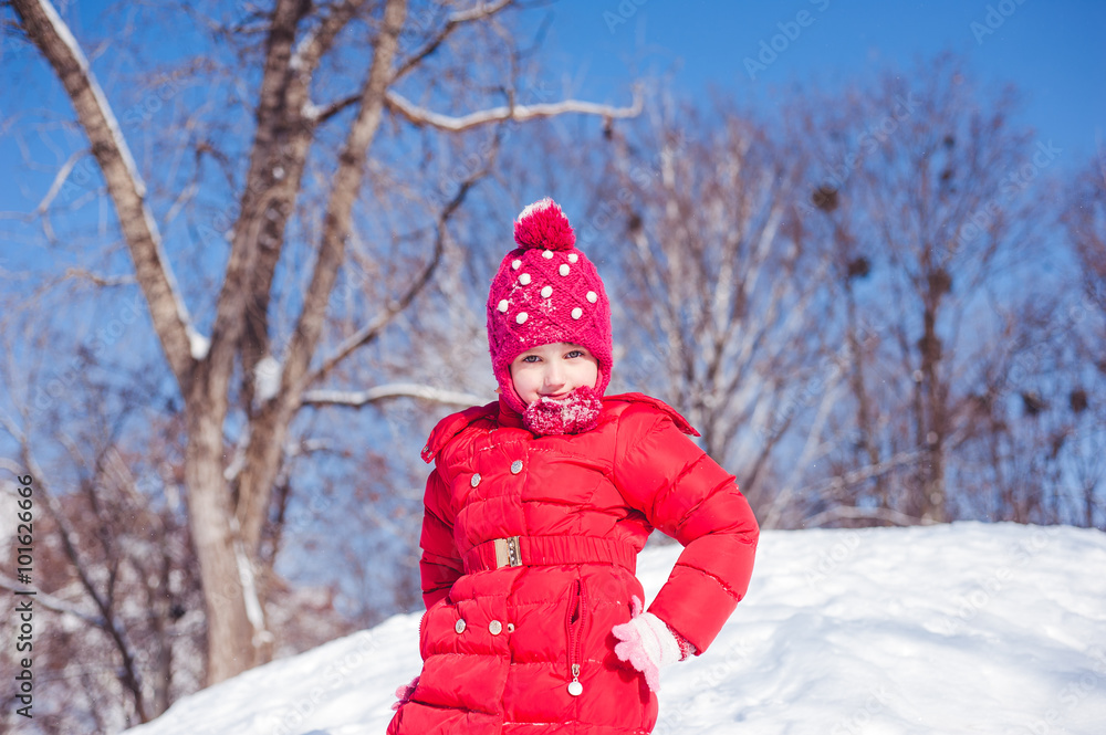 Winter photo of the cute girl in the snow Winter photo of the cute girl in the snow