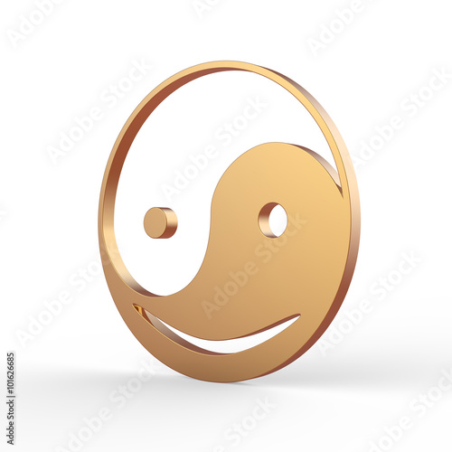 ying yang smiley symbol 3d image