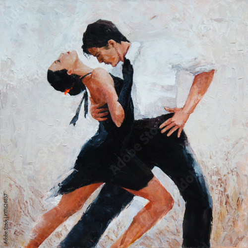 Canvas Print tango dancers digital painting, tango dancers