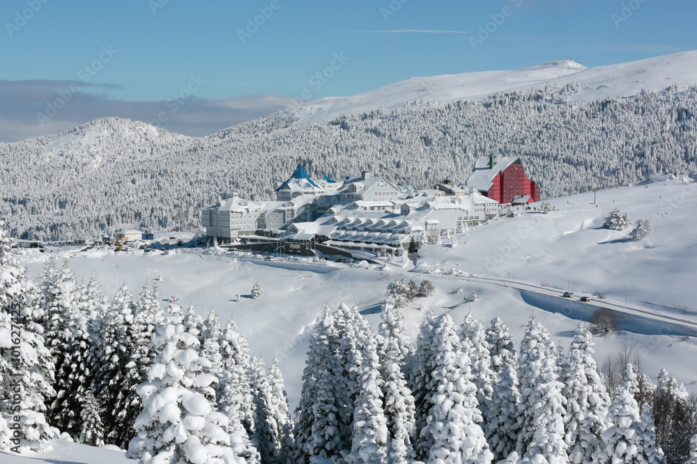 Obraz premium view of the Uludag Mountain ski resort. Turkey 