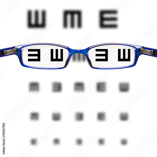 sight test seen through eye glasses