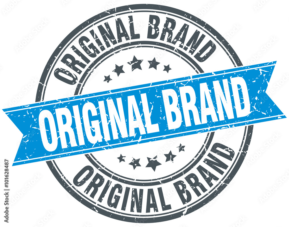 Obraz premium original brand blue round grunge vintage ribbon stamp