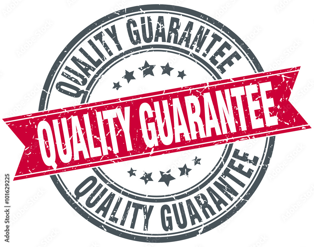 Obraz premium quality guarantee red round grunge vintage ribbon stamp