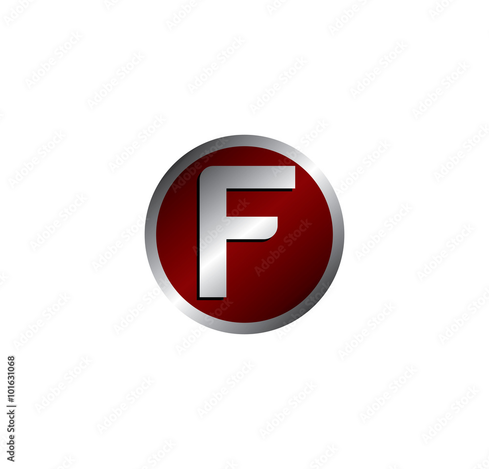 F letter red silver circle F letter red silver circle