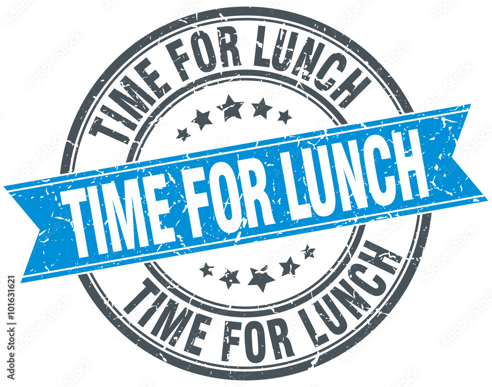 Fototapeta premium time for lunch blue round grunge vintage ribbon stamp