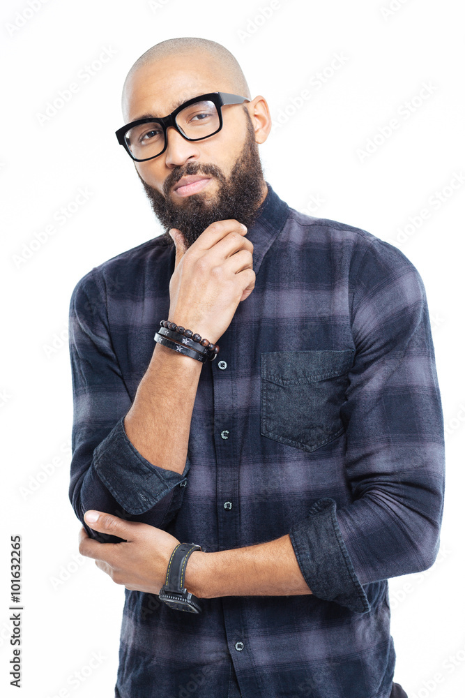 Fototapeta premium Portrait of a young afro american man thinking