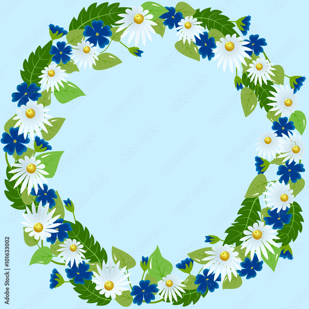 Obraz premium Wreath chamomile and primrose