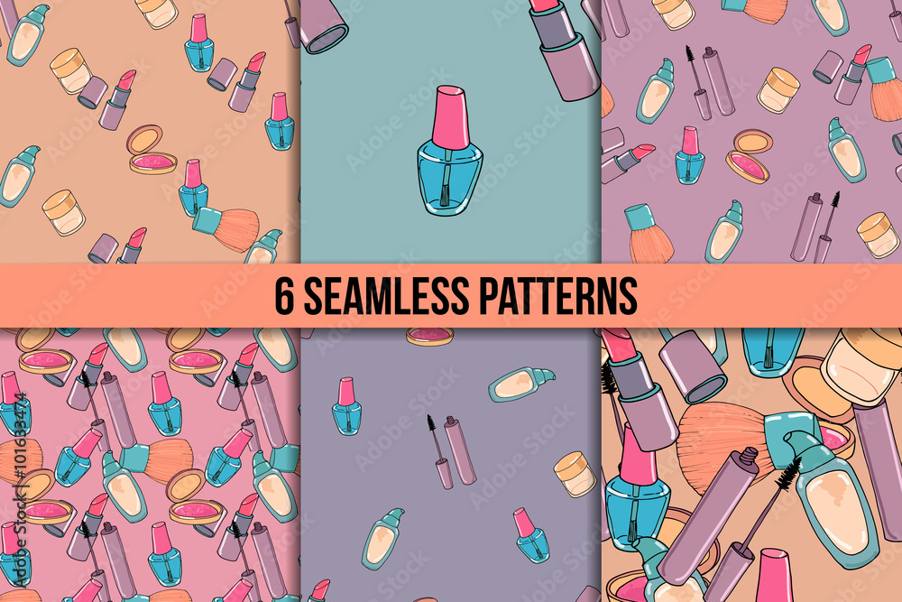 Makeup seamless pattern set