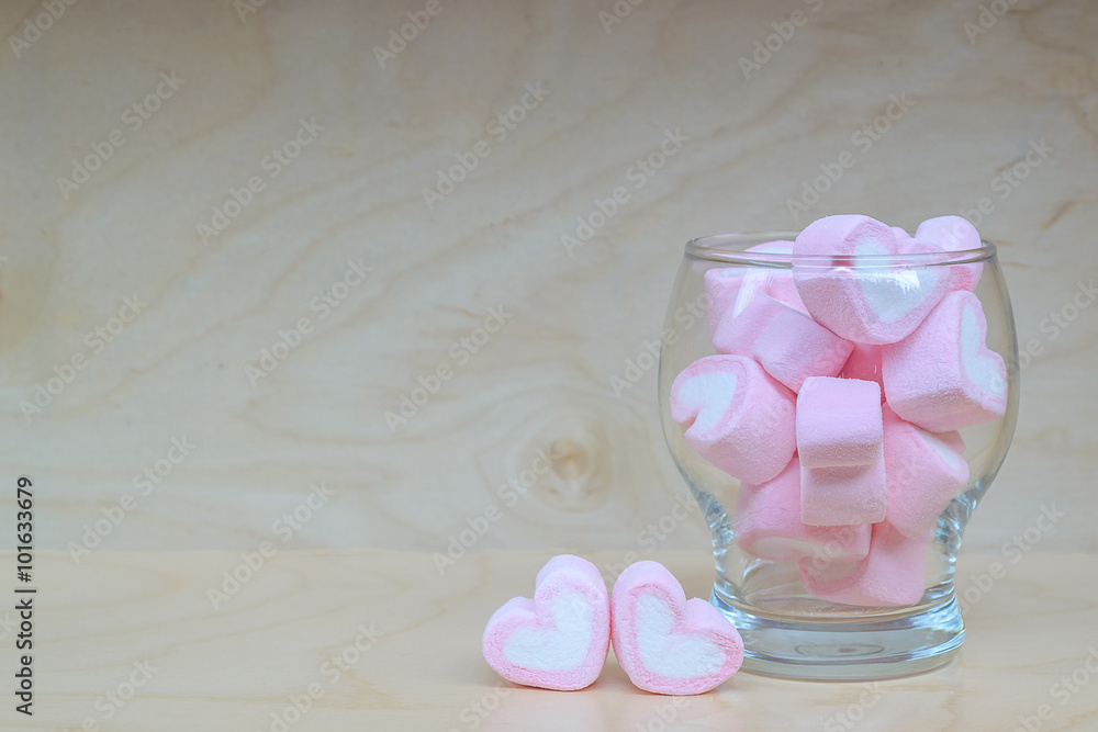 Heart shape marshmallow in glass Heart shape marshmallow in glass
