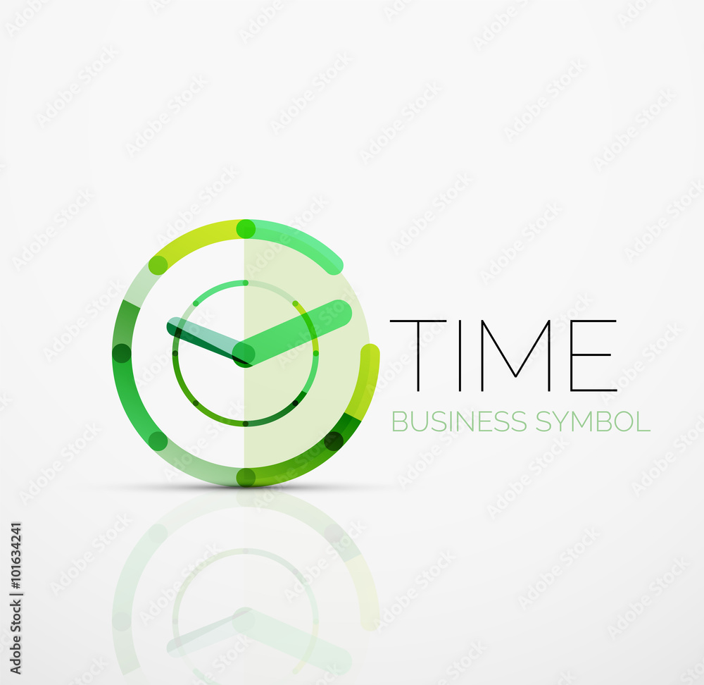 Obraz premium Vector abstract logo idea, time concept or clock business icon. Creative logotype design template