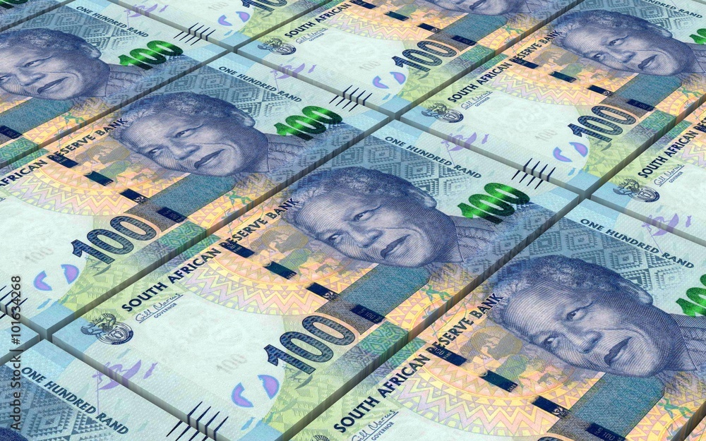 South african rands bills stacks background. Computer generated 3D photo rendering. South african rands bills stacks background. Computer generated 3D photo rendering.