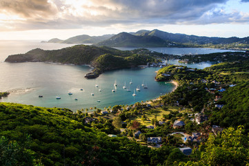 Fototapete Karibik Sonnenuntergang am English Harbour, Antigua und Barbuda  © korkeakoski