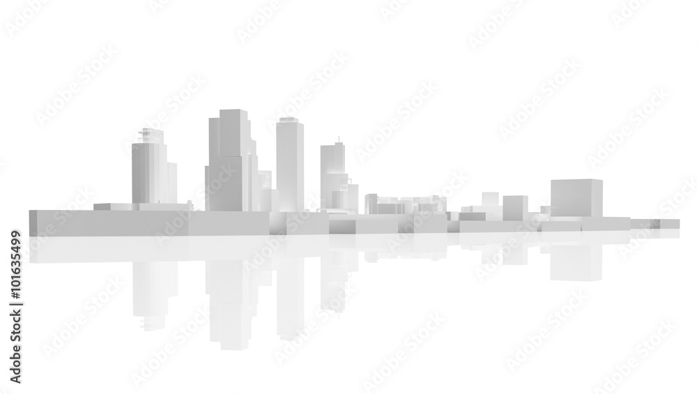 Abstract modern cityscape skyline. 3d render