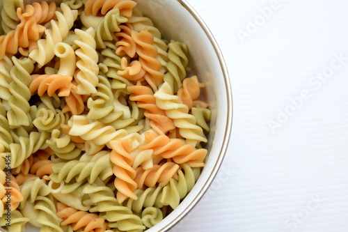 Colorful Wholegrain pasta  macaroni pasta close up