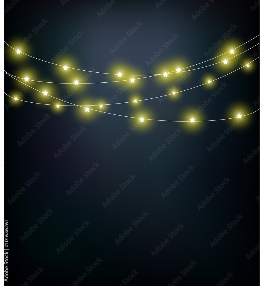 Glowing little lights hanging on a string vector Glowing little lights hanging on a string vector