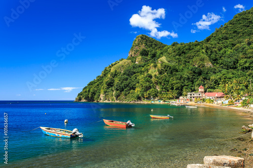 Boats on Soufriere Bay, Soufriere, Dominica photo