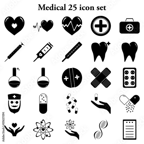 Medical 25 simple icons set