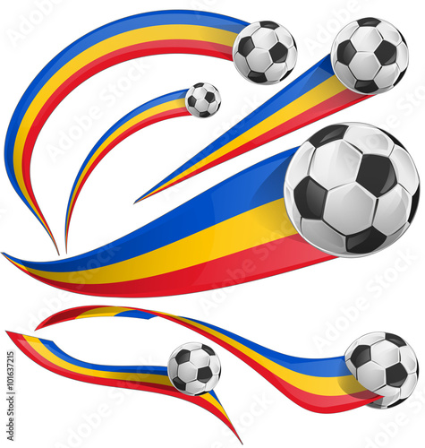 romania flag set with soccer ball.