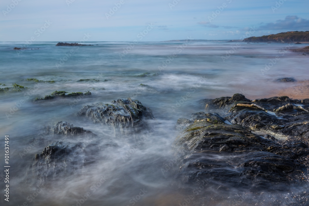 Seascape in a long exposure. Portugal, Milfontes.