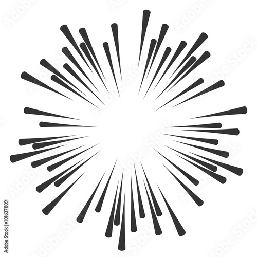 Comic book vector ray strip explosion effects. Radial speed lines.