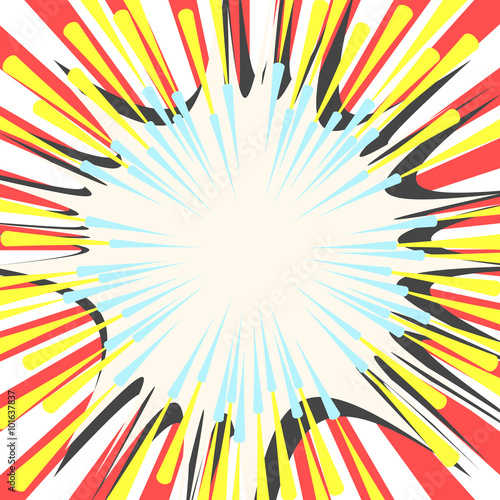 Comic book vector effects. Sun bang and speed lines background.