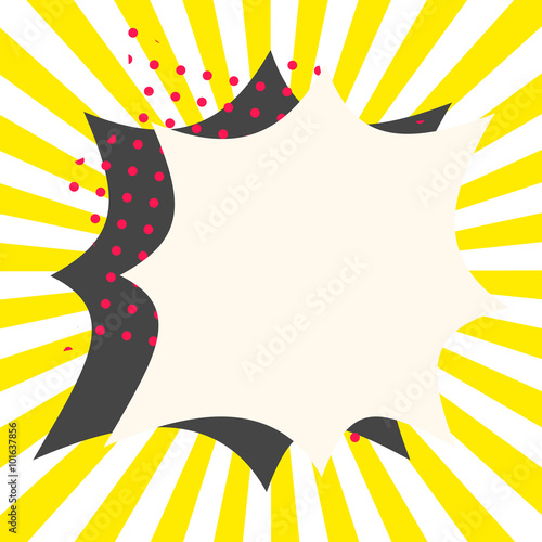 Comic book vector effects. Bubble pop art background with halftone pattern and sunburst.