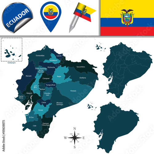 Map of Ecuador with named provinces photo