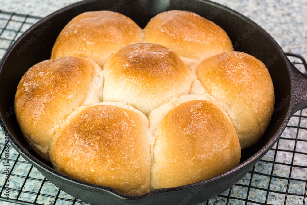 Fresh baked dinner rolls.