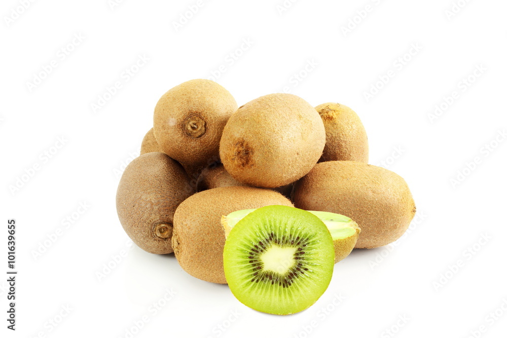 Kiwi fruit with slice isolated on white background Kiwi fruit with slice isolated on white background