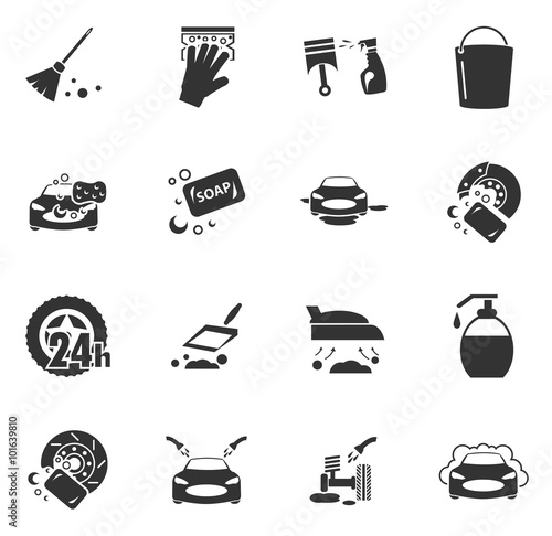 Car wash shower service icons set