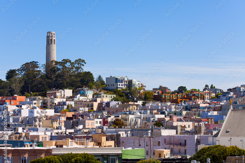 Panorama and Coit Tower with San Francisco view