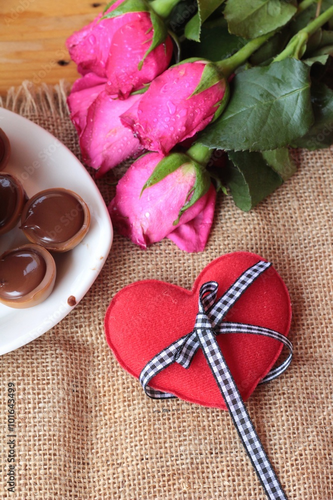 Chocolate and red hearts for valentines day. Chocolate and red hearts for valentines day.